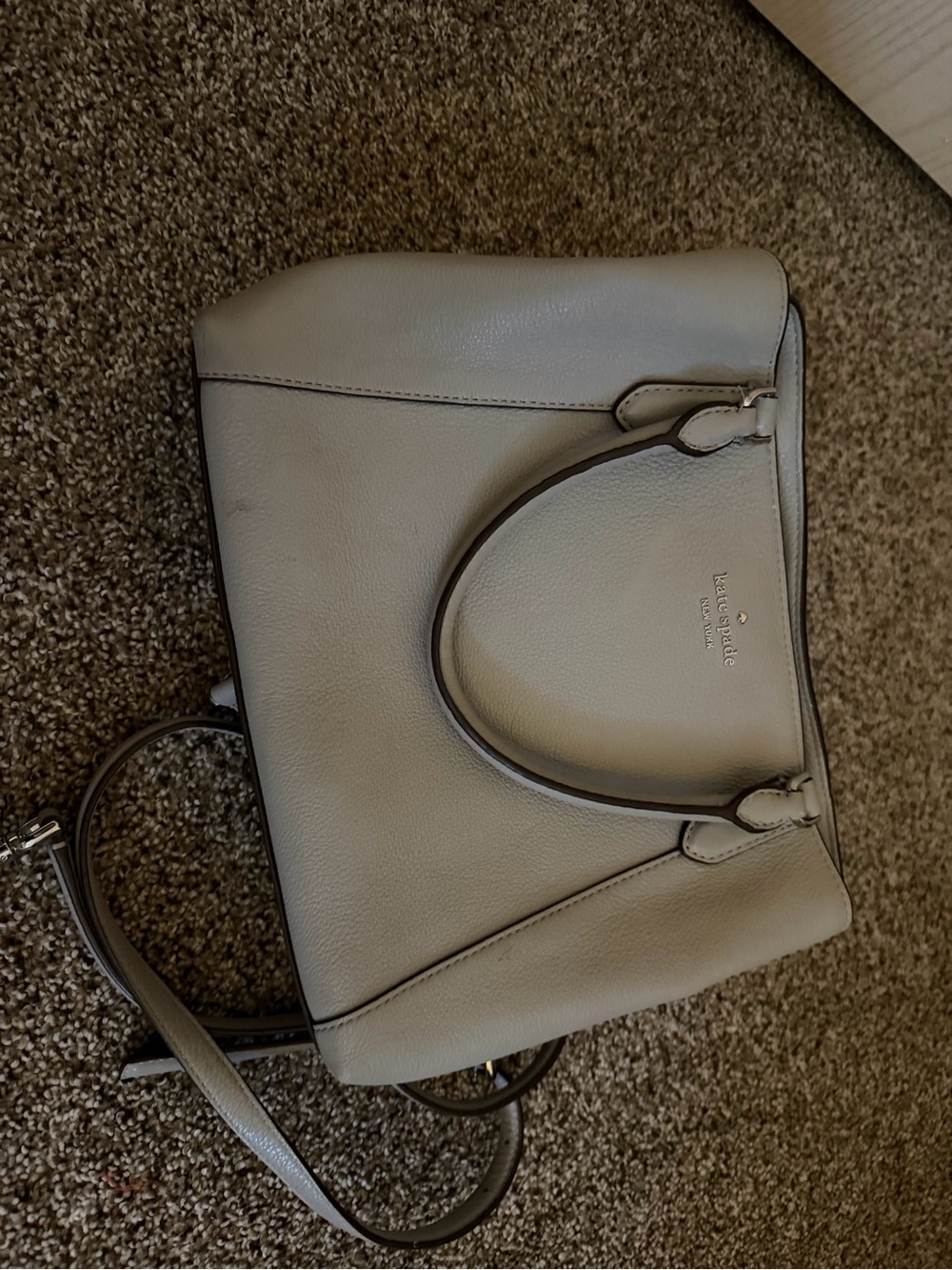 kate spade pebble leather satchel in light beige